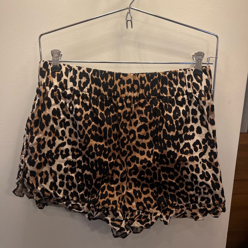 Ganni Leopard Print Shorts
